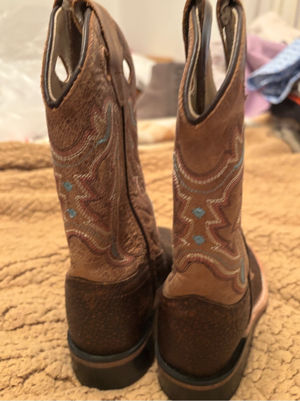 Old West BSC 1819 kids unisex Western Cowboy Boots w/ Blue Stitching 8.5 - Picture 4 of 7